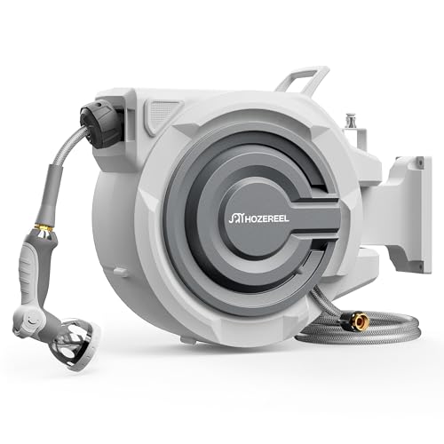 1/2" x 110FT Retractable Garden Wall Mounted Hose Reel - size: 1/2" 110 FT Hose & Reel