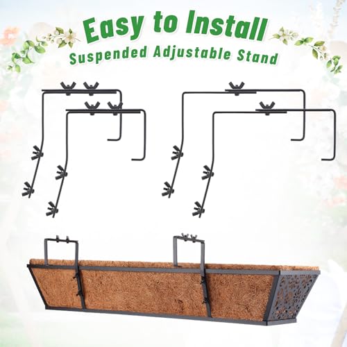 Geetery 6 Pack Window Railing Planter with Coconut Liner 30'', Vivid - style: Vivid