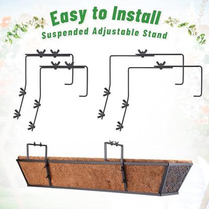 Geetery 6 Pack Window Railing Planter with Coconut Liner 30'', Vivid - style: Vivid