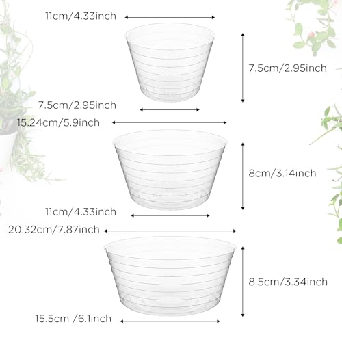 Hoolerry 15 Pcs Plastic Plant Saucer Clear Deep Tray, 4, 6, 8 Inch - size: 4, 6, 8 Inch