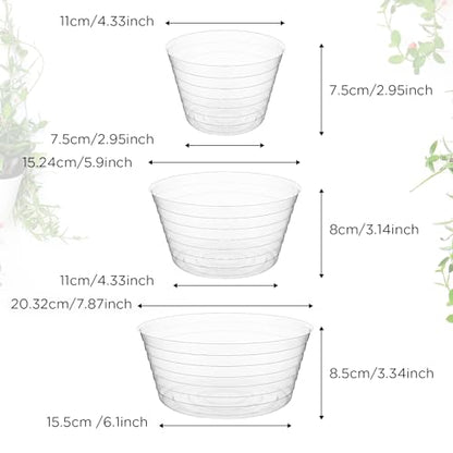 Hoolerry 15 Pcs Plastic Plant Saucer Clear Deep Tray, 4, 6, 8 Inch - size: 4, 6, 8 Inch