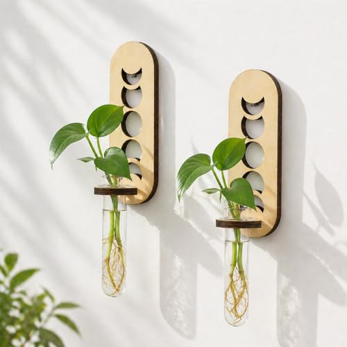 Artilady Plant Propagation Station Wall Hanging, Planter Terrariums Tube - color: Moon phase