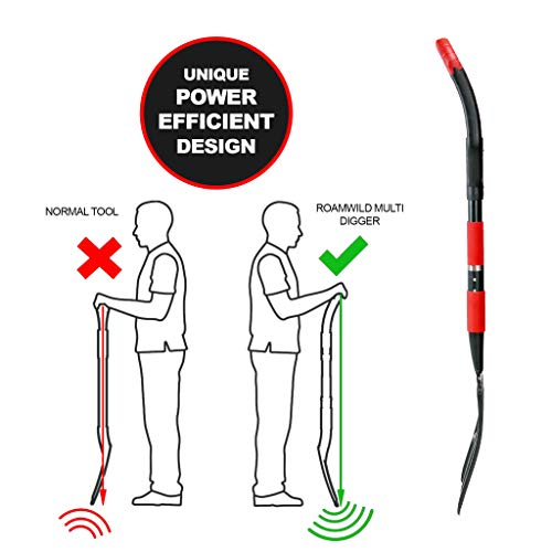 Roamwild Multi-Digger Garden Digging Spading Fork – Fibreglass Light Weight Gardening with Unique Dual Soft AIR Light Grip Technology & Soil Lump Cutting Bladed Tines (Fork) - color: Fork