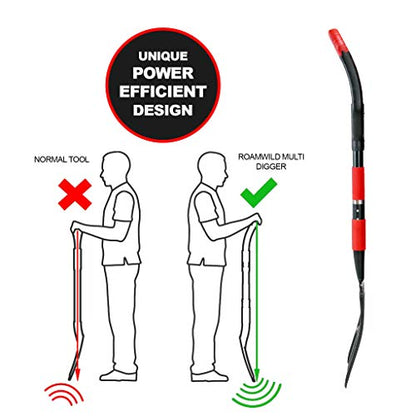 Roamwild Multi-Digger Garden Digging Spading Fork – Fibreglass Light Weight Gardening with Unique Dual Soft AIR Light Grip Technology & Soil Lump Cutting Bladed Tines (Fork) - color: Fork