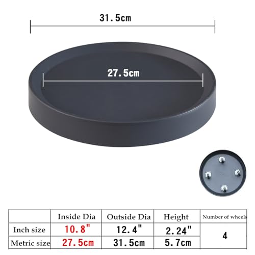 12.4" Plant Caddy with Hidden Wheels,2Pack Round Gray+Light Gray - color: 12.4 Inch