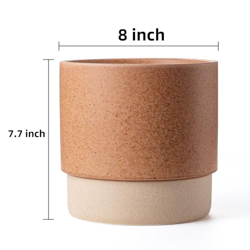 8 Inch Ceramic Self Watering Planter with Drainage Hole Terracotta - color: Terracotta, size: Medium
