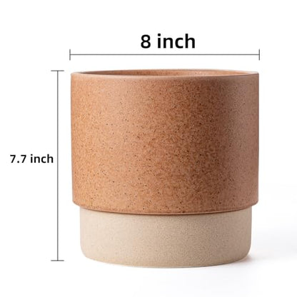8 Inch Ceramic Self Watering Planter with Drainage Hole Terracotta - color: Terracotta, size: Medium