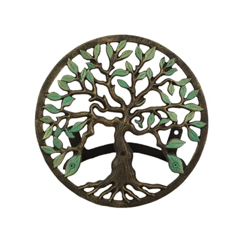 Zeckos Garden Hose Holder Tree of Life 12 Inch Cast Iron Green Bronze - color: Tree of Life - Green