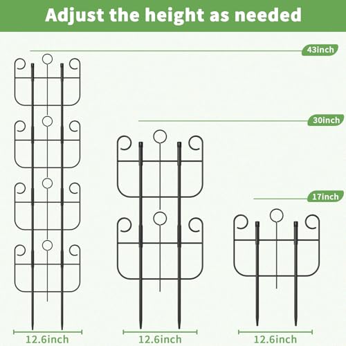 4 Pack Trellis for Climbing Plants Indoor, Expandable Heavy-Duty Metal Trellis for Potted Plants Outdoor, Flowers Vine Ivy, Sturdy Houseplant Pothos Plant Climber Support - size: 4 Pack-17in(H)x12.6in(L)