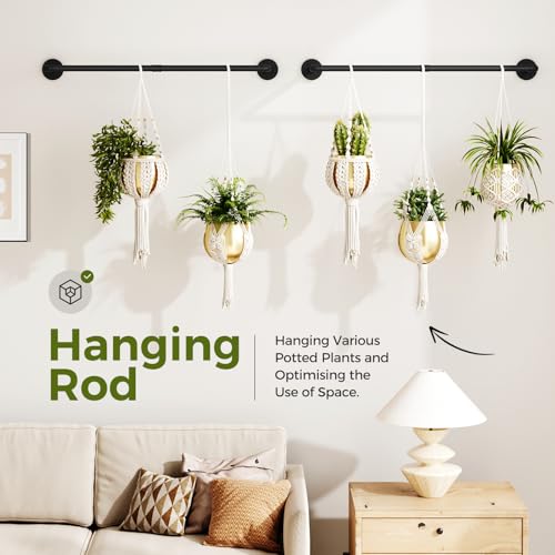 Bamworld 36.2" Hanging Planters 2PCS for Indoor Plants Hanging Plant Holder - color: Black Double, size: 36.2 Inch (pots not included)