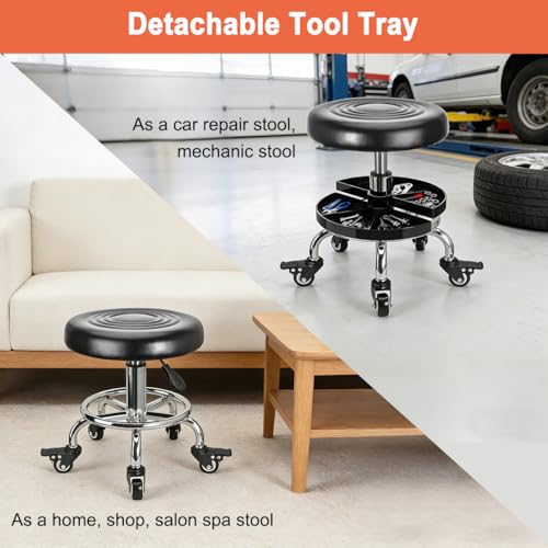 FLOLXNB Garage Mechanic Stool with Storage Tray,Low Height Rolling Shop Stools, Rolling Mechanics Seat Chair Height Adjustable, Rolling Shop Chair, Work Stool Creeper Seat (Style 3) - style: Style 3
