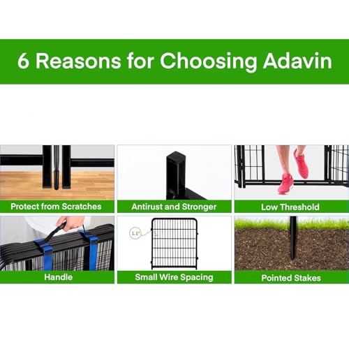 ADAVIN 48in Tall Garden Fence, 8 Panels Dog Fence Outdoor for Yard - size: 48in(H)×18ft(L) 8 panels-New