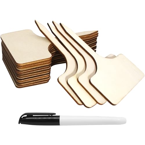 100 Pcs Bamboo Plant Labels, T-Type with Marker Pen, 6x10cm