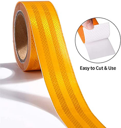Reflective Tape, Waterproof Self Adhesive Dot Safety Reflector - color: Yellow, size: 1 Inch x 65 Feet