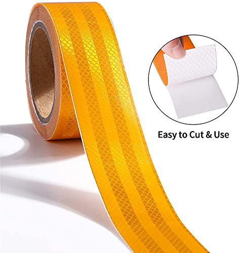 Reflective Tape, Waterproof Self Adhesive Dot Safety Reflector - color: Yellow, size: 2 Inch x 65 Feet
