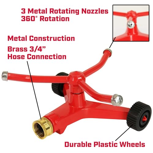 Chapin 4986: 3-Arm Rotary Sprinkler, 360 Degree Automatic for Small Gardens and Lawns, Up to 45ft Coverage Area, Red - style: 3-Arm Rotary Sprinkler