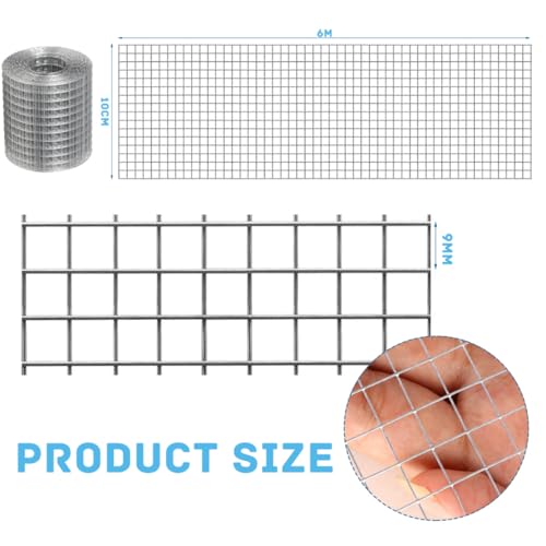 Hardware Cloth Metal Wire Mesh Roll 4in X 20ft Chicken Wire Fence Hot Dipped Galvanized Welded Wire Fencing Fine Mesh for Handicraft Making Animal Barrier and Garden