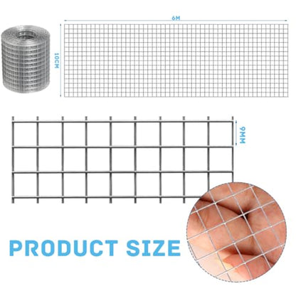 Hardware Cloth Metal Wire Mesh Roll 4in X 20ft Chicken Wire Fence Hot Dipped Galvanized Welded Wire Fencing Fine Mesh for Handicraft Making Animal Barrier and Garden