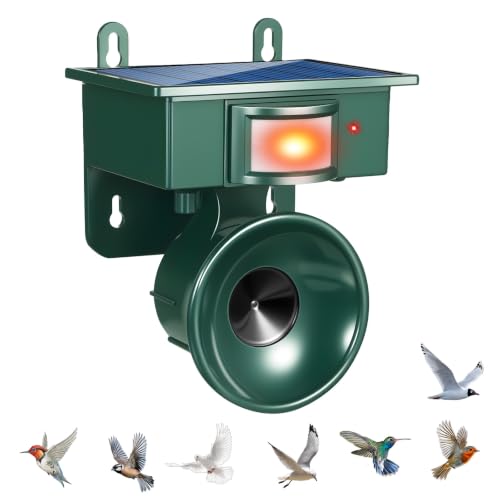 Upgraded Solar Ultrasonic Bird Repellent Devices Outdoor Bird Deterrents for Outside Patio Garden Pigeon Repellent for Balcony Keep Crows Sparrows Starlings Out of Fruit Trees,Swimming Pool,Roof