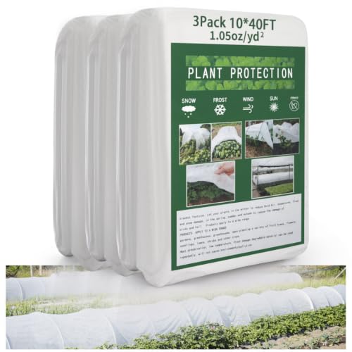 3-Pack 10Ftx40Ft Frost Cloth Plant Covers Freeze Protection 1.05oz Reusable - size: 3 Pack