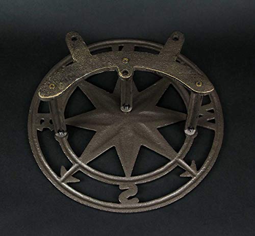 Zeckos Garden Hose Holder Compass Rose 12 Inch Cast Iron Bronze - color: Compass Rose - Bronze