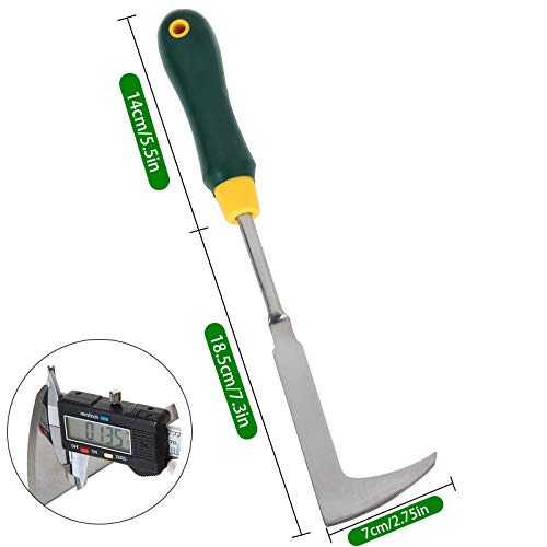 2 Pack 13" Crack Weeder Crevice Weeding Tool with Garden Gloves, Stainless Steel Manual Weeder Lawn Yard Gardening Hand Tool (L-Shape)
