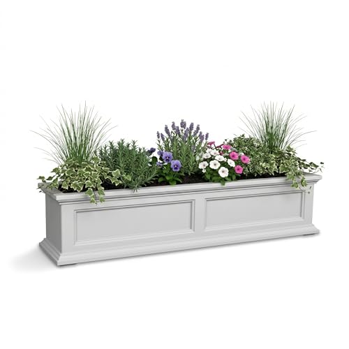 Mayne Fairview 48in Self-Watering Rectangular Window Box Planter, White - color: White, size: 48in