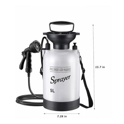 5L Hand Press Portable Shower, 10 Spray Modes with Removable Hose & Shower Head, No Electric Needed – Ideal for Camping Hiking Travel Beach Garden Pet Shower - color: Insulation sleeve 5L