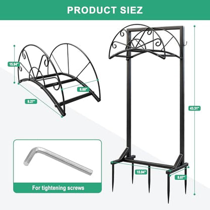 Garden Hose Holder for Outside,Heavy-Duty Metal Hose Hanger Rack