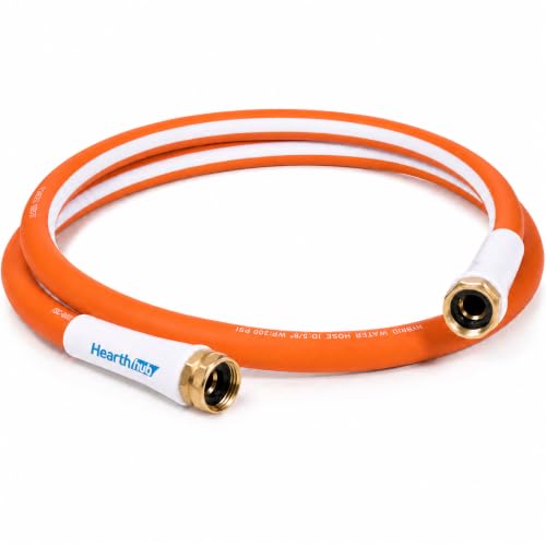 Short Garden Leader Hose - 5/8 Inch Lightweight All-Weather Water Hose - Durable And Flexible, Leakproof Connections, Kink Resistant - Rubber Garden Hose With 3/4" Fittings(5 ft) - size: 5 FT