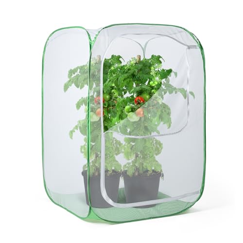 23.6" Outdoor Mesh Plant Enclosure, Plant Cover for Pests, Bird and Pest Protection Guard for Fruit, Vegetables, Flowers and Herbs Pop-Up Cage 15.7 x 15.7 x 23.6 Inches - size: 15.7 x 15.7 x 23.6 Inches