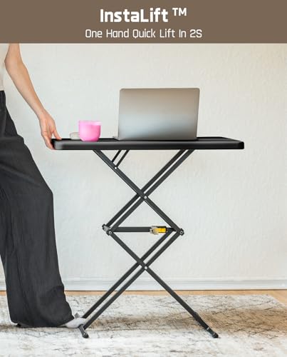 FanttikOutdoor Small Folding Table Quick Adjust 3 Heights, TV Tray, Dining - color: Black