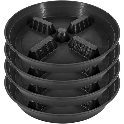 4 Pack Plant Saucer 8 inch, 10 12 14 17 inch, Plant Stand Plastic Plant Saucers for Indoors Outdoor, Heavy Duty Flower Planter Drip Trays for Pots, Pot Saucers for Plants, Grow Bags Saucers - color: Black, size: 8"-4 Pack