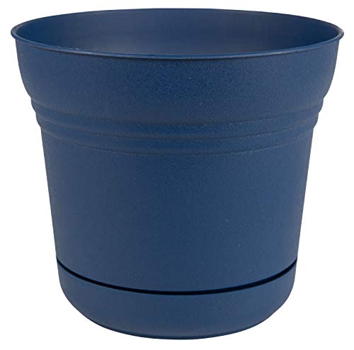 Bloem Saturn Planter with Saucer, 7", Deep Sea (SP0731) - color: Deep Sea, size: 7"