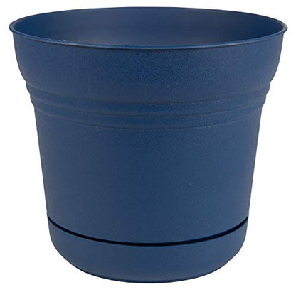 Bloem Saturn Planter with Saucer, 7", Deep Sea (SP0731) - color: Deep Sea, size: 7"