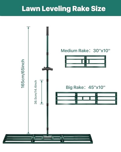 Lawn Leveling Rake, 45 x 10, Yard Leveling Rake for Soil - size: 45 Inches