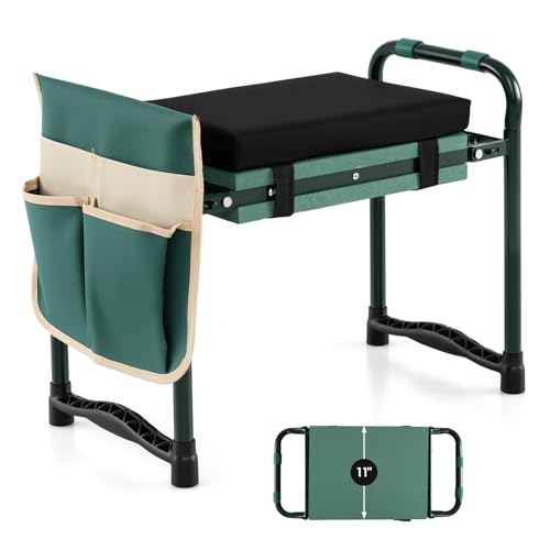 GIANTEX Garden Kneeler & Seat, Heavy-Duty Garden Bench, Green with 1 Bags - color: Green, size: 21" x 12" x 17"