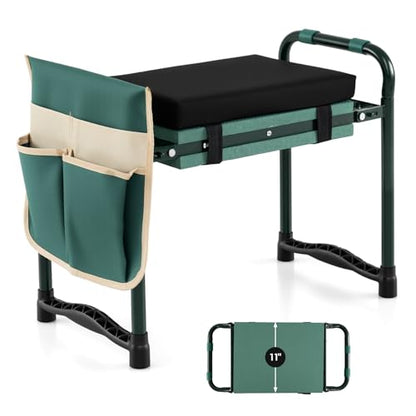 GIANTEX Garden Kneeler & Seat, Heavy-Duty Garden Bench, Green with 1 Bags - color: Green, size: 21" x 12" x 17"