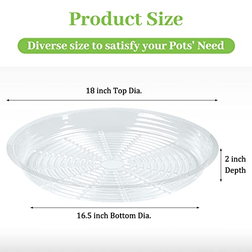 Shellwei 18 Pack 18 Inch Plastic Plant Saucers Extra Large Clear Flower Pot Drip Trays Plants Drip Tray Plant Drainage Tray Plants Saucer Trays for Indoors Outdoors - size: 18 Inch
