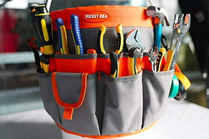 MELOTOUGH Bucket Idea Bucket Tool Organizer With 35 Pockets Fits to 3.5-5 Gallon Bucket (Orange) … - color: Orange