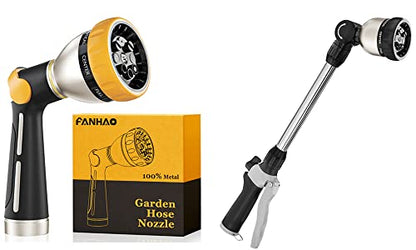 FANHAO Garden Hose Nozzle Thumb Control +16 Inches Metal Garden Hose Wand