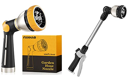 FANHAO Garden Hose Nozzle Thumb Control +16 Inches Metal Garden Hose Wand