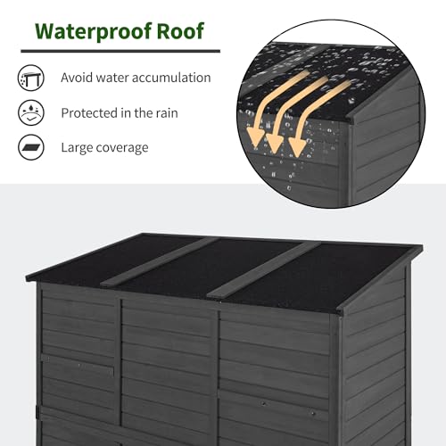 Macrout Outdoor Storage Cabinet with Shelves, Wood Garden Shed 1738 (Gray) - color: Gray