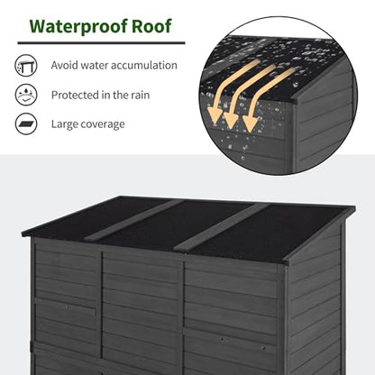 Macrout Outdoor Storage Cabinet with Shelves, Wood Garden Shed 1738 (Gray) - color: Gray