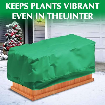 2 Pack 59" x 35" x 17" Upgraded Insulation Raised Garden Bed Cover with Thermal Aluminum Film Liner, Rectangular Plant Covers Freeze Protection Outdoor Winter Plants Frost Covers Blanket - color: Green