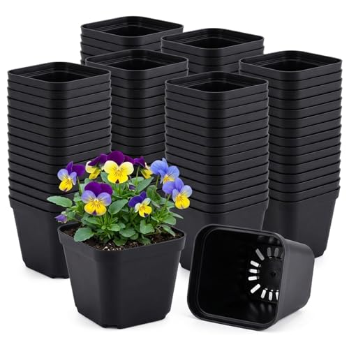 150 Packs Square Nursery Pots for Plants 4 Inch Seedling Pots - size: 4 Inch