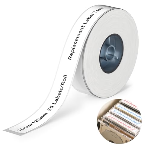 NIIMBOT Thermal Transfer Labels 0.55''x4.72'', for N1(B18) Label Maker, Long Storage Time, for CD DVD Cases Warehouse Labeling, White(14mmx120mm) - color: 0.55''×4.72''-white