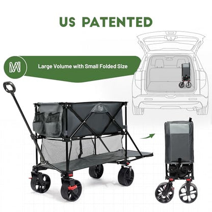 Timber Ridge 400L Folding Double Decker Wagon with Brakes, 54" Extra Long - color: Gray, size: Double Decker