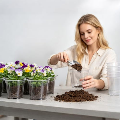 JERIA 30 Pack 5 Inch Clear Nursery Pots with Drainage Holes, Clear Plant Pot for Planting, Transparent Plastic Plant Pots,Durable Seed Starting Pot for Succulents - size: 5Inch-30Pack