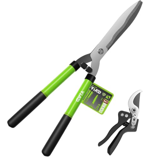 21" Hedge Shears, 7.5" Pruning Shears Set, Wavy Steel Blades